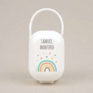Cajita Portachupetes Personalizada Deco Arcoíris Soft