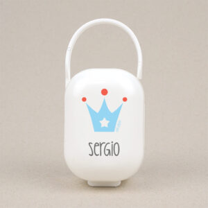 Cajita Portachupetes Personalizada Deco Corona Azul