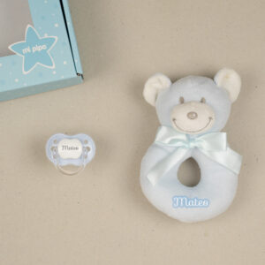 Cajita Sonajero Personalizada Osito Azul