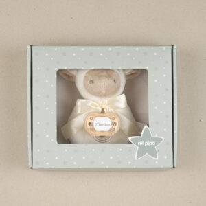 Cajita Sonajero Personalizada Ovejita Beige