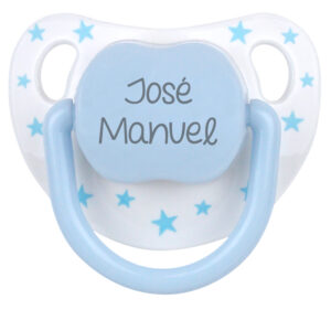 Chupete Personalizado Baby Chic Blanco Azul
