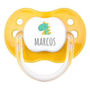 Chupete Personalizado Classic Deco Dino Amarillo Sunset