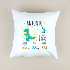 Cojín Datos Nacimiento Personalizado Dinosaurio