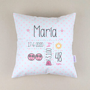 Cojín Datos Nacimiento Personalizado Horóscopo Rosa