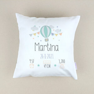 Cojín Datos Nacimiento Personalizado Globo