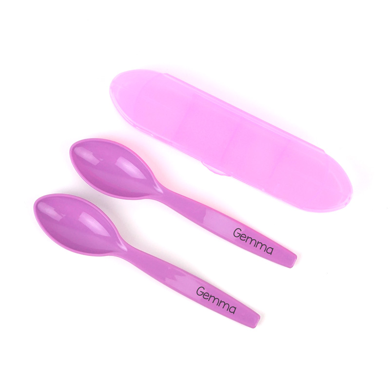 Set 2 Cucharas Senior Personalizadas con estuche Lila