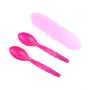 Set 2 Cucharas Senior Personalizadas con estuche Rosa