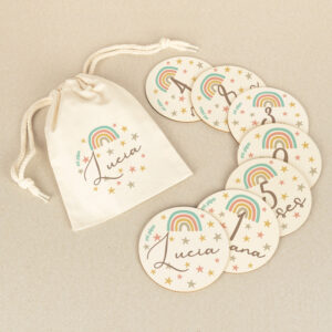 Discos Cumplemés Bebé Personalizados Arcoíris Soft