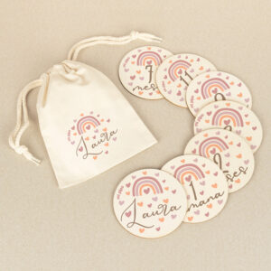 Discos Cumplemés Bebé Personalizados Arcoíris Blush