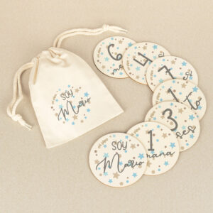 Discos Cumplemés Bebé Personalizados Estrellas Azul