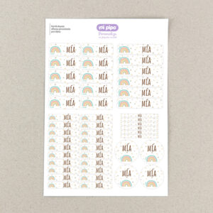 46 Etiquetas adhesivas para objetos personalizadas Arcoíris Soft