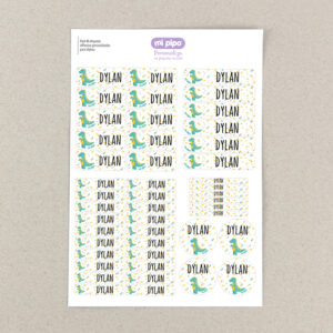 46 Etiquetas adhesivas para objetos personalizadas Dinosaurio