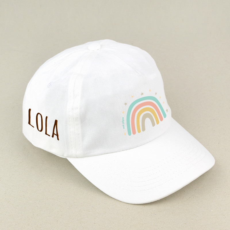 Gorra Junior Personalizada Arcoíris Soft Blanca