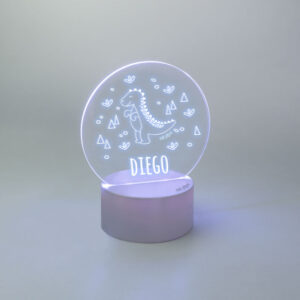 Lamparita Led Personalizada Redonda Dinosaurio