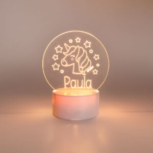 Lamparita Led Personalizada Redonda Unicornio