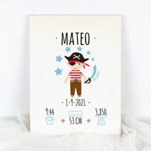 Lienzo Datos Nacimiento Personalizado Pirata