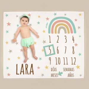 Manta Cumplemés Personalizada Arcoíris Soft