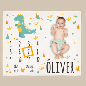 Manta Cumplemés Personalizada Dinosaurio