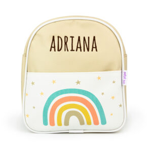 Mochila Guardería Arcoíris Soft Beige Personalizada