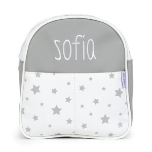Mochila Guardería Personalizada Estrellas Gris