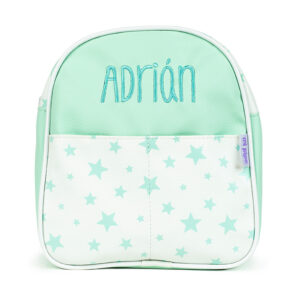 Mochila Guardería Personalizada Estrellas Menta