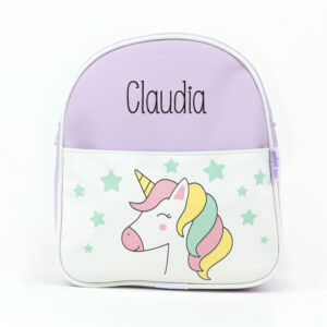 Mochila Guardería Unicornio Lila Personalizada
