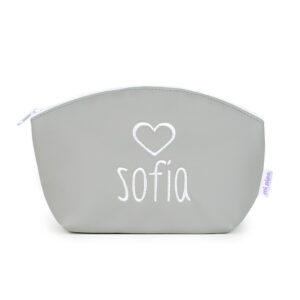 Neceser Polipiel Personalizado Gris, dibujo opcional