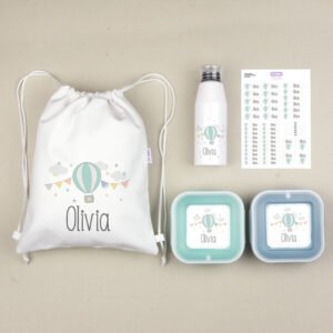 Pack Mi Equipo para el Cole con Petate Personalizado Globo + Regalo Etiquetas objetos