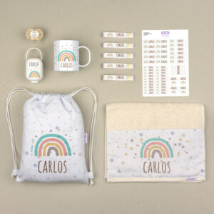 Pack Mi Cole Personalizado Arcoíris Soft+ Regalo Etiquetas para objetos