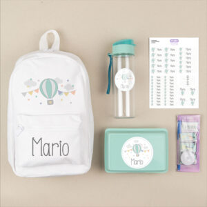 Pack Mi Equipo para el Cole con Mochila Personalizado Globo + Regalo Cinta marcaprendas