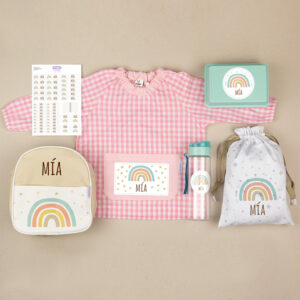 Pack Mi Guarde Personalizado Arcoíris Soft Rosa + Regalo Cajita Porta Alimentos