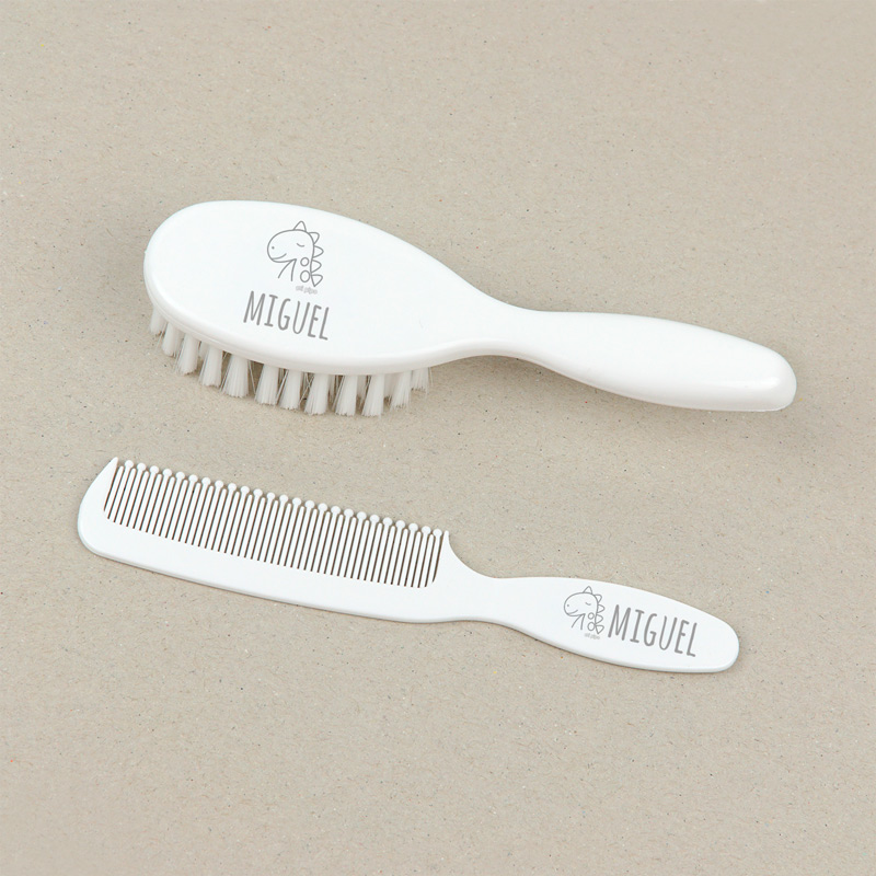 Cepillo y Peine personalizados Dinosaurio, color a elegir