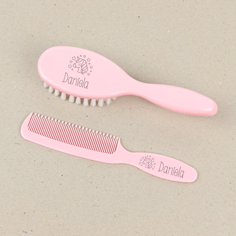 Cepillo y Peine personalizados Unicornio, color a elegir