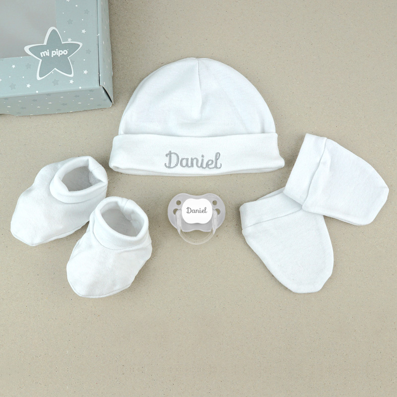 Cajita Set Recién Nacido Personalizada Gris