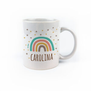 Taza con asa de cerámica o plástico Personalizada Arcoíris Soft