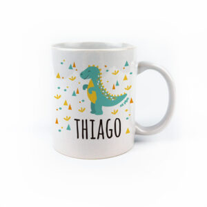 Taza con asa de cerámica o plástico Personalizada Dinosaurio