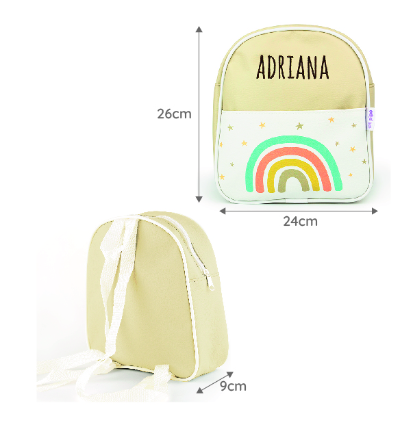 Mochila Guardería Arcoíris Soft Beige Personalizada - Imagen 4