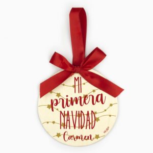 Bola Navidad Madera, Mi Primera Navidad Guirnalda personalizada