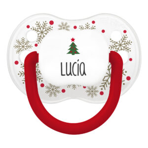 Chupete Personalizado Classic Deco Navidad Cristal Blanco Copos Dorados